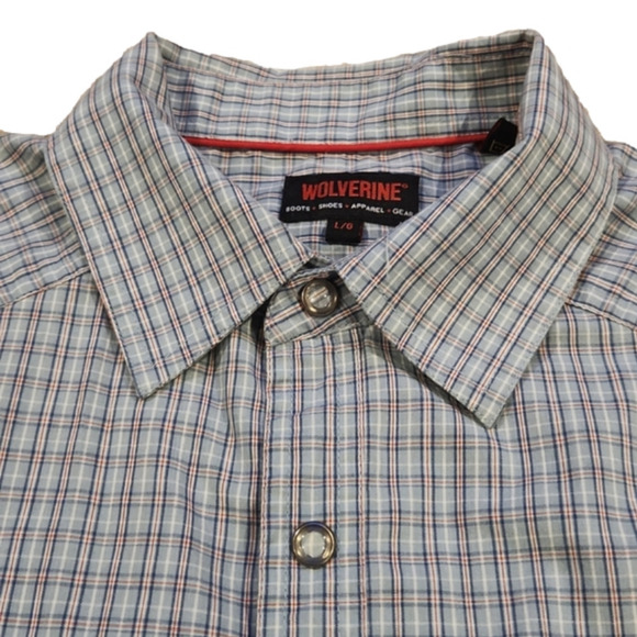 Wolverine Blue & Red Plaid Yakima Button-Up Shirt - Picture 2 of 7